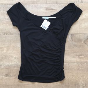 Kimchi Blue Black “Faux wrap” top
